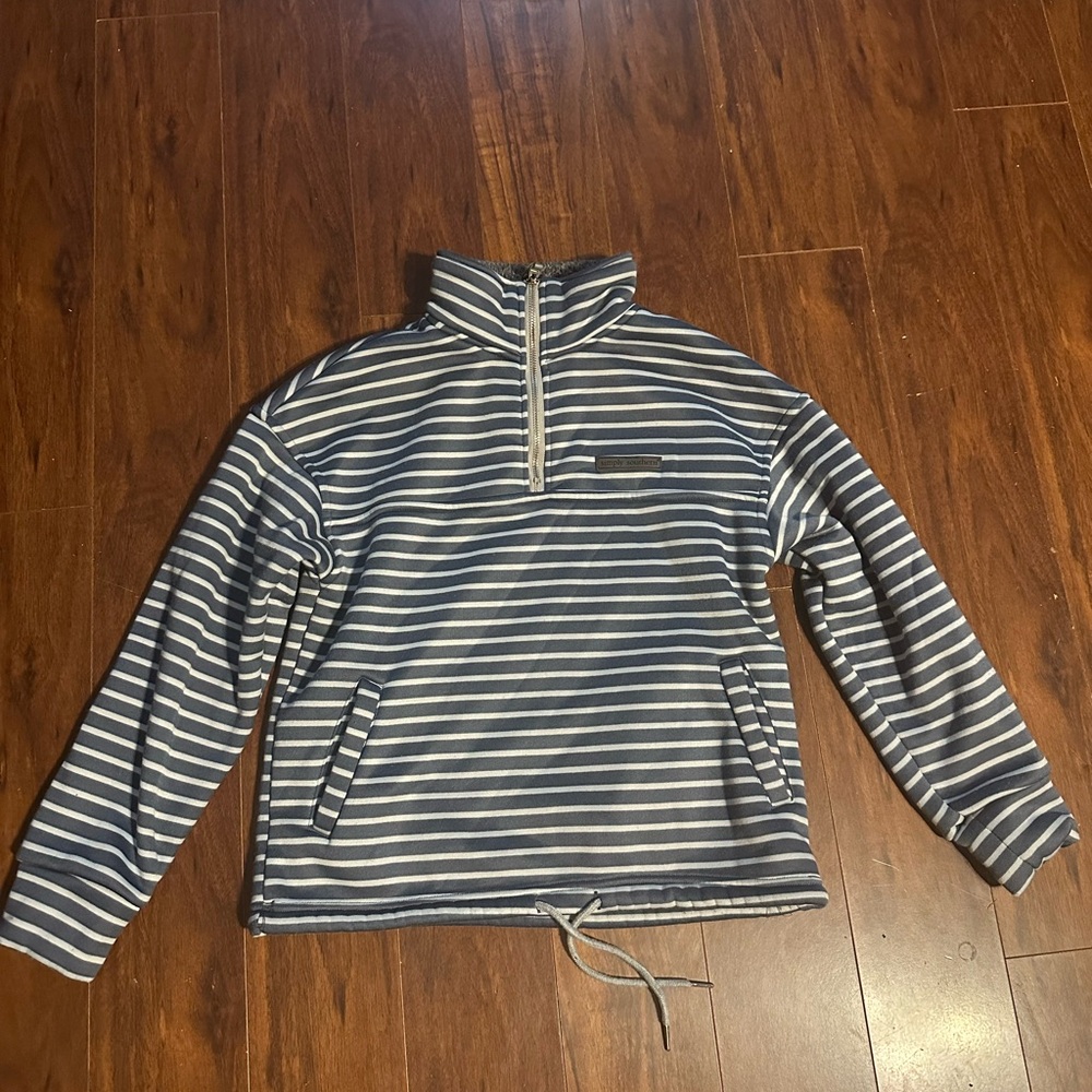 Simply Southern Blue and White Zip Up Sweater